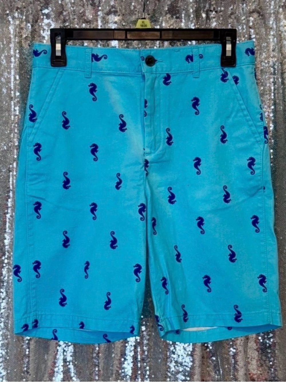 The Children's Place Turquoise Seahorse Embroidered Shorts Boys Size 14 NWT